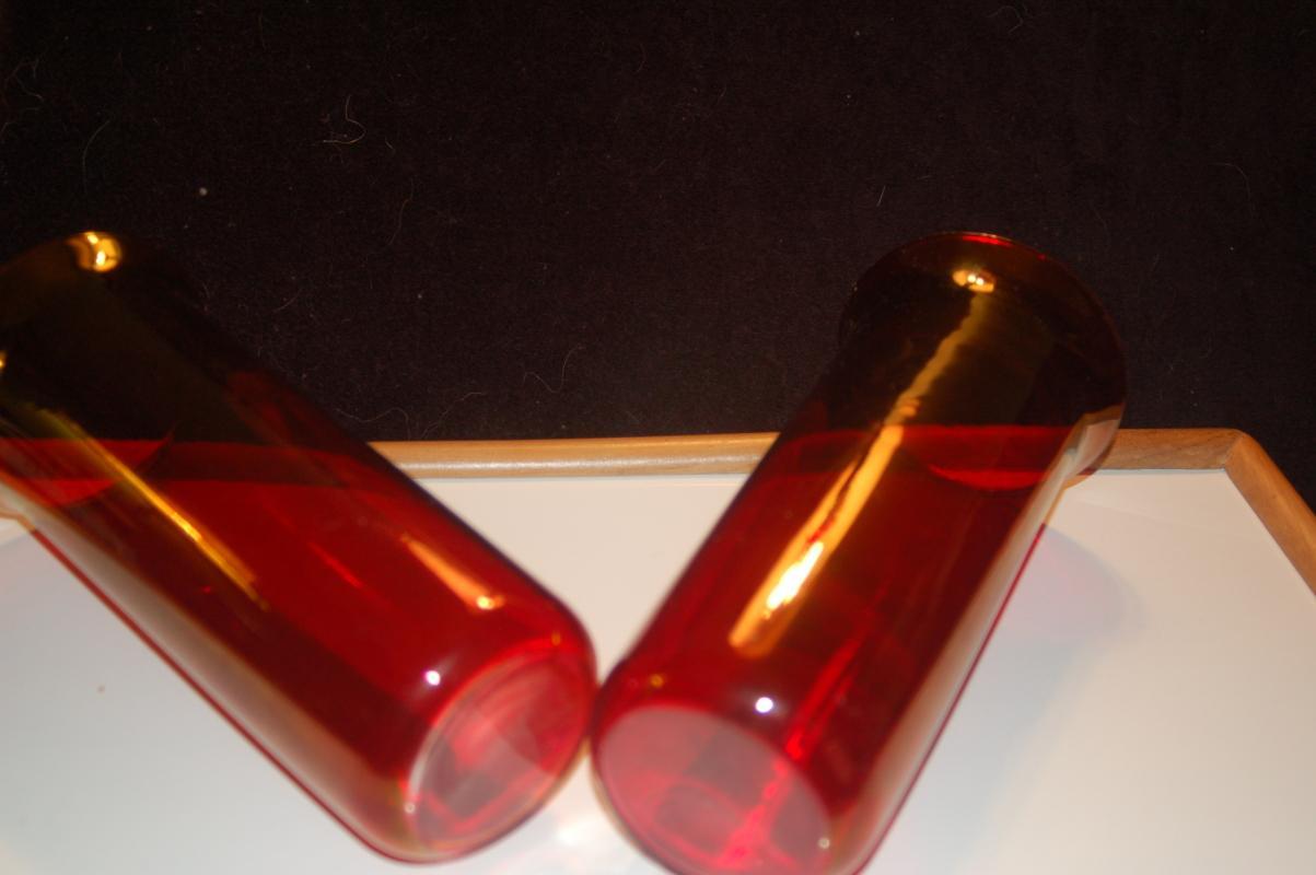 PAIR OF RUBY RED GLASS VASES