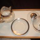 BEAUTIFUL VINTAGE SILVER TRIM SERVING SET