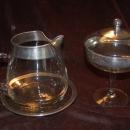 BEAUTIFUL VINTAGE SILVER TRIM SERVING SET