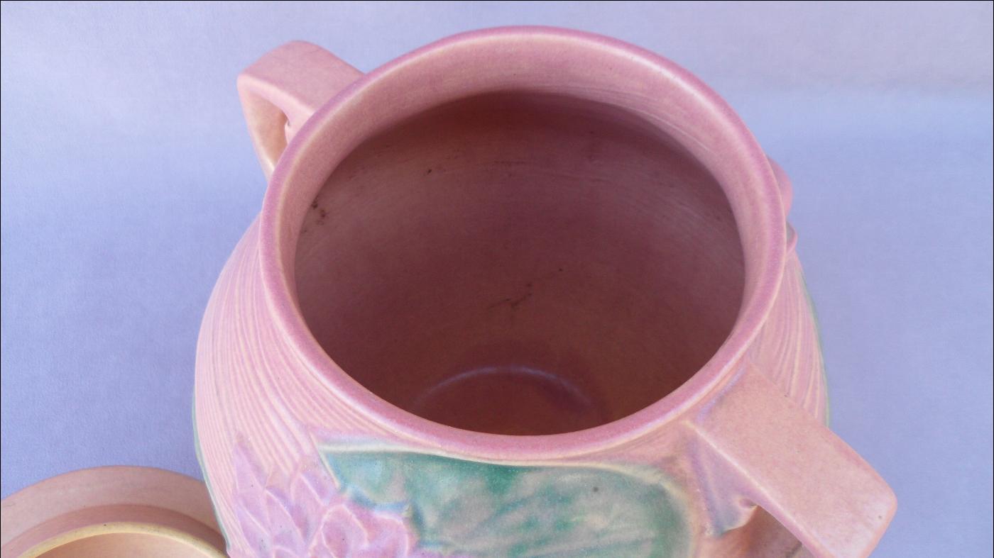 Pink Water Lily Roseville 1-8 Cookie Jar - 1940s