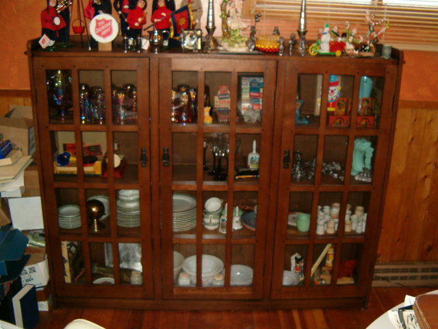 mission style bookcase 3-door pegged