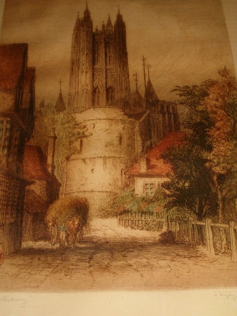 Original Canterbury Etching j.Alphege Brewer