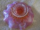 Vintage , Dugan Glass , Peach Opal , Rain Drop / Key hole , , Wavy , Collar Bowl