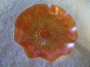 Vintage , Dugan Glass , Peach Opal , Rain Drop / Key hole , , Wavy , Collar Bowl
