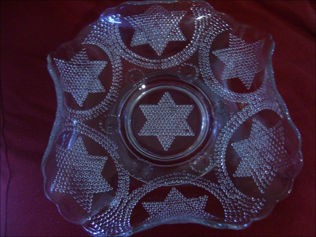 Vintage , Fenton Art Glass , Rare White Beaded Stars Handgrip Plate