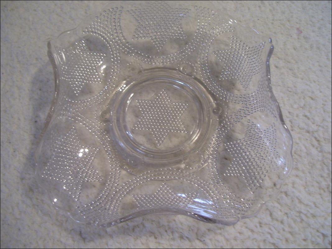 Vintage , Fenton Art Glass , Rare White Beaded Stars Handgrip Plate