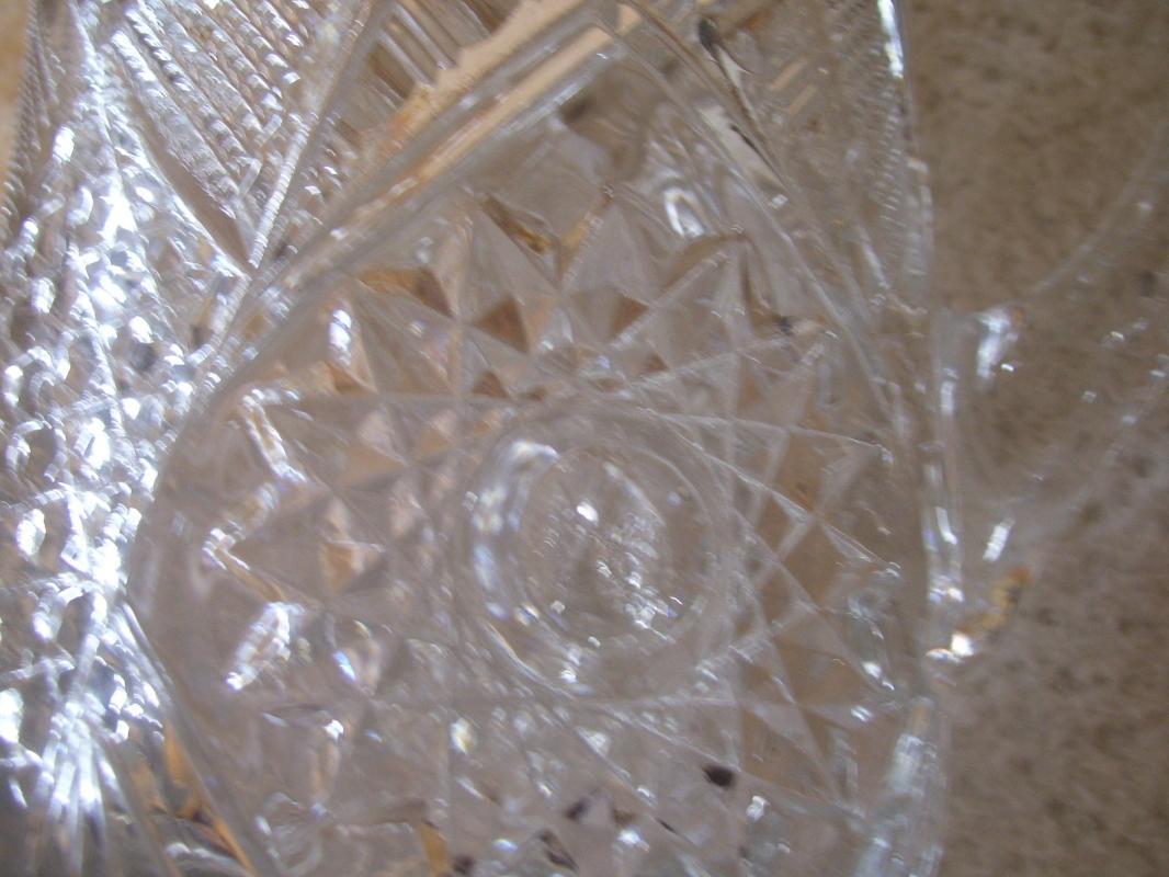 American Brilliant Cut Glass , Nearcut Pitcher with Gold Top