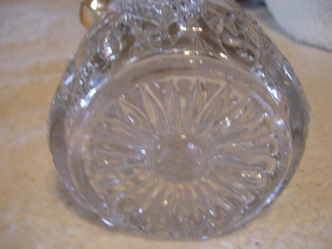 American Brilliant Cut Glass , Nearcut Pitcher with Gold Top
