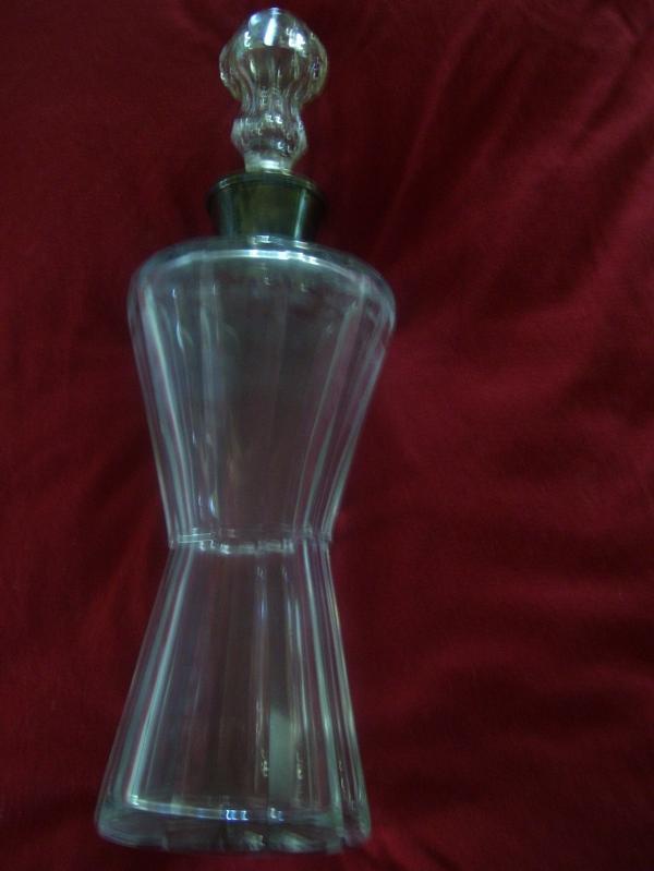 Brilliant Cut Crystal Decanter With Sterling Silver Collar by Malby , Stevens and Curtiss Co. in Wallingford Conn. Decanter is Attributed to Baccarat Crystal in France