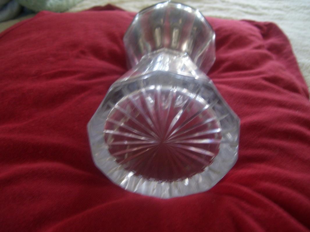 Brilliant Cut Crystal Decanter With Sterling Silver Collar by Malby , Stevens and Curtiss Co. in Wallingford Conn. Decanter is Attributed to Baccarat Crystal in France