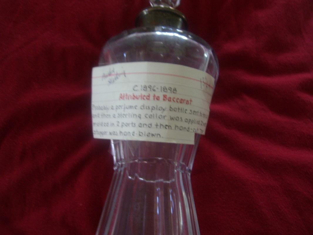 Brilliant Cut Crystal Decanter With Sterling Silver Collar by Malby , Stevens and Curtiss Co. in Wallingford Conn. Decanter is Attributed to Baccarat Crystal in France
