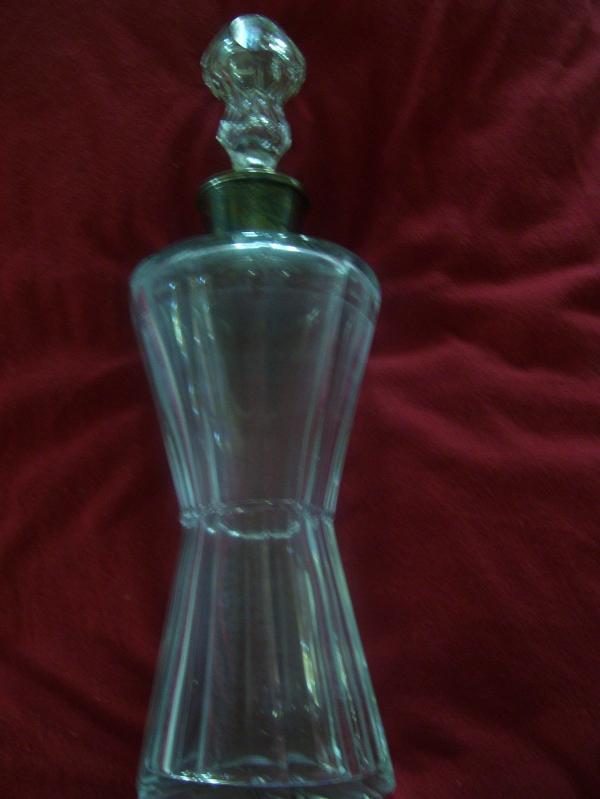 Brilliant Cut Crystal Decanter With Sterling Silver Collar by Malby , Stevens and Curtiss Co. in Wallingford Conn. Decanter is Attributed to Baccarat Crystal in France