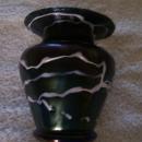 After Loetz , Blown Black and White Swirled Art Nouveau Vase