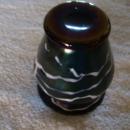 After Loetz , Blown Black and White Swirled Art Nouveau Vase