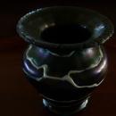 After Loetz , Blown Black and White Swirled Art Nouveau Vase