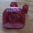 Cranberry Glass Liquor Dcanter and Shot Glass with Running Deer Decoration
