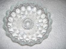 Fostoria , Blown Pressed , 3 footed Centerpiece Candle Holder