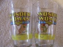 Vintage , From the Line of DC Comics Super Stars set of 2 Wonder Woman glasses
