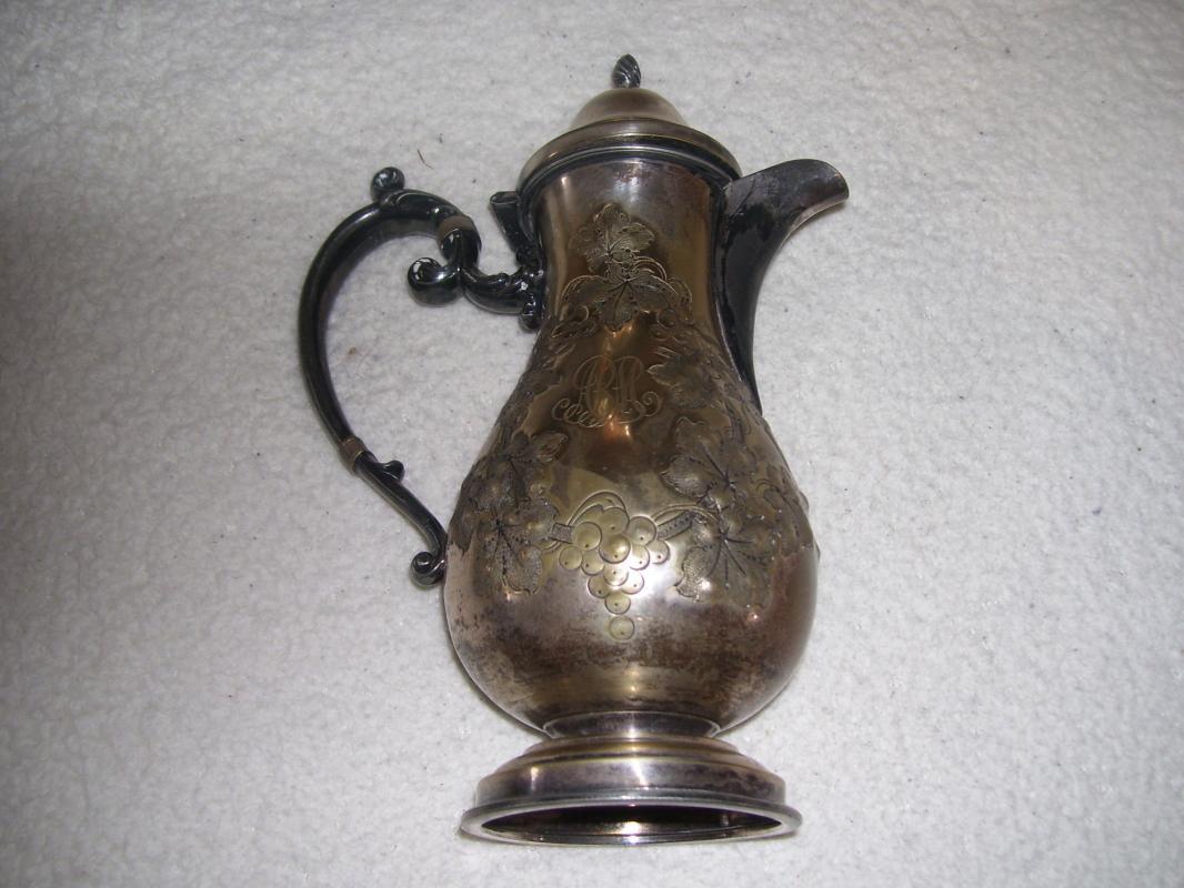 Vintage 19 th Century Hand Hammered Grape & Vine Tea Pot by Barbour Silver Co.