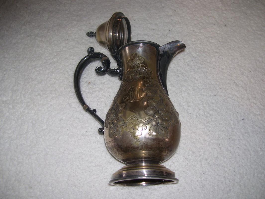 Vintage 19 th Century Hand Hammered Grape & Vine Tea Pot by Barbour Silver Co.