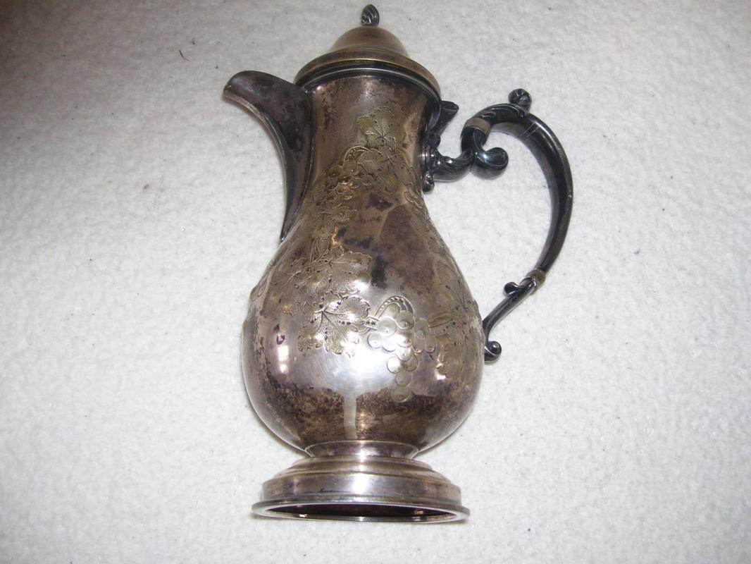Vintage 19 th Century Hand Hammered Grape & Vine Tea Pot by Barbour Silver Co.