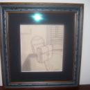 Lichenstein ,Colored and Pencil Still Life Study of Desk, Brief case on desk and window, Signed : R. Lichtenstein- New York Artist (1923-1997)