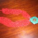 A ladies Multi strand Red Natural Coral and Turquoise Necklass