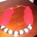 A ladies Multi strand Red Natural Coral and Wood Necklace