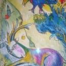 Marc Chagall-NY-1887-1985-Mixed Media on Paper- Village Animal Scene