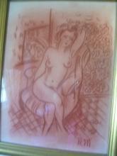 Henri Matisse-Nude Lady-Chair-France-1869-1954- 15 x 11.50 Conte on Paper