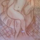Henri Matisse-Nude Lady-Chair-France-1869-1954- 15 x 11.50 Conte on Paper
