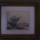 Rembrant-Black Pen Etching-Land/Sea- Titled-Signed-Dated 1645