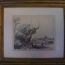 Rembrant-Black Pen Etching-Land/Sea- Titled-Signed-Dated 1645