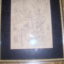 Jackson Pollock-New York-1912-1956-Abstract Expressionism Black pencil drawing-Signed in Blue Pencil