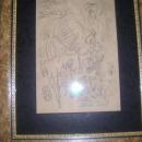 Jackson Pollock-New York-1912-1956-Abstract Expressionism Black pencil drawing-Signed in Blue Pencil