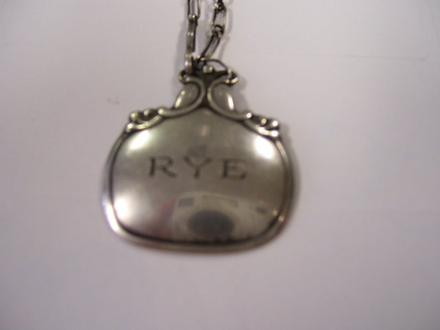 A Rare Vintage Signed George Jensen Sterling Silver- Decanter ( RYE ) Emblem