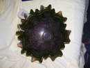 Fenton Grape&Cable/Persian Medallion Large 11 inch Green Fruit Bowl