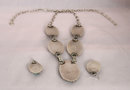 Ladys Matching Necklace and Earring Set- An Authenic Rare-Bisbee Turquoise-Artist signed-Sterling Silver (97 grams) Necklace and Earrings