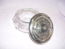 Vintage Heisy Stretched Thumbprint Dresser Box with Silver Lid