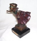 Signed '' C. Ferratt '' Blind Man's Bluff '' Bronze Sculpture
