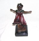 Signed '' C. Ferratt '' Blind Man's Bluff '' Bronze Sculpture