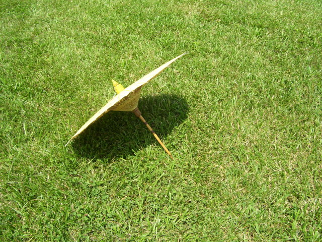 Vintage Chinese Hand painted Art Cloth Umbrella