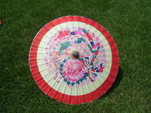 Chinese Parasol Red & White Paper Umbrella