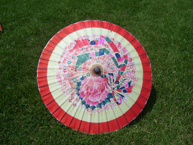 Chinese Parasol Red & White Paper Umbrella