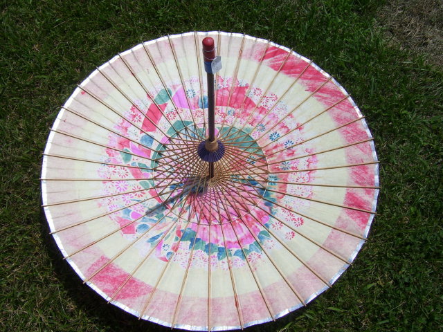 Chinese Parasol Red & White Paper Umbrella