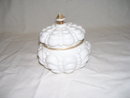 Consolidated glass White Beaded Covered Glass Dresser Jar