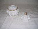 Consolidated glass White Beaded Covered Glass Dresser Jar