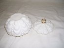 Consolidated glass White Beaded Covered Glass Dresser Jar