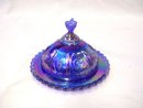 Imperial Glass Blue Strawberry Covered Dish