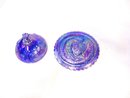 Imperial Glass Blue Strawberry Covered Dish